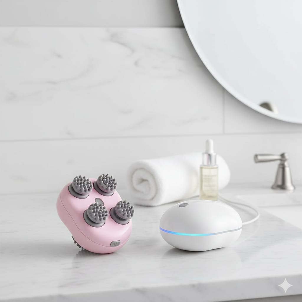 Agrow™Electric Scalp Massager  Hair Massager for Hair Growth | Head Massager | Red light for hair | 96 Silicon Kneading Points Detachable Head, Stress Relief|