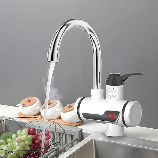 Divya® Instant Electric Water Heaters Faucet Tap Hot Home-Kitchen Water Heating Instantaneous Water Heater Tank less for Tap,LED Electric Head Water Heater (1 Year warranty )